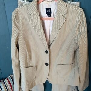 Vintage Gap Tan Seersucker Suit Set | Women’s Size 12